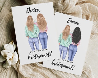 Photo Bridesmaid Proposal Card Template, Printable Will You Be My Bridesmaid, Editable Bridesmaid Proposal Template | Cute Hair Colors