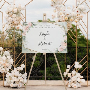 Blush Minimalist Wedding Welcome Sign image 1