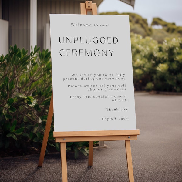 Minimalist Unplugged Ceremony Sign, Wedding Welcome Sign Template, Large Wedding Ceremony Sign, Instant Download, DIY