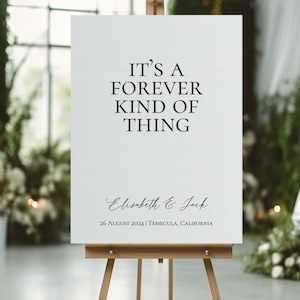Cartello di benvenuto minimalista modificabile per matrimonio / Cartello di benvenuto It's a Forever Kind of Thing / Modello di cartello di benvenuto moderno n. 39