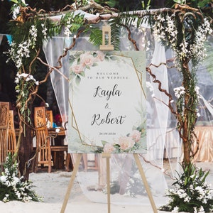 Blush Minimalist Wedding Welcome Sign image 3