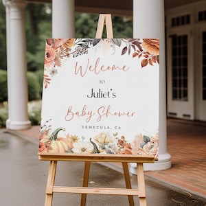 Fall Baby Shower Welcome Sign, Autumn Baby Shower Welcome Sign, Little Pumpkin Baby Shower Welcome Sign, editable welcome sign download