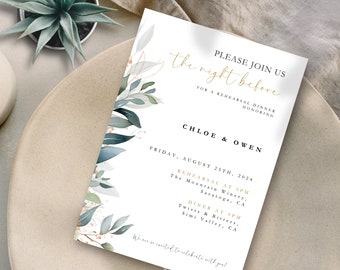 Wedding REHEARSAL Invitation Template, Editable The Night Before Rehearsal Dinner Invitation, Modern Rehearsal Invite, CANVA,  #W52