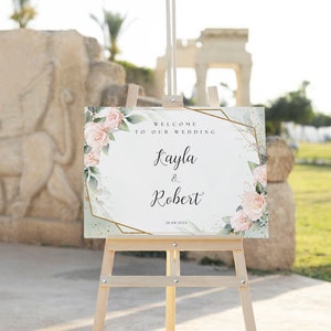 Blush Minimalist Wedding Welcome Sign image 4