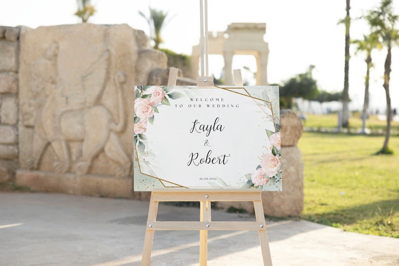 Blush Minimalist Wedding Welcome Sign image 4