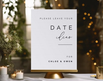 Minimalist Date Ideas Sign, Wedding Date Advice, Date Night Card, Wedding Sign, Wedding Game #25