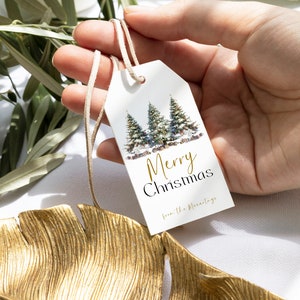 Merry Christmas Gift Tag Printable, Printable Christmas Tree Gift Tag, Holiday Party Favour Tag, Editable Christmas Gift Tag Download image 5