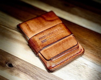 Cashback Full Grain Leather Wallet, Minimal, Bifold, Flap, Tuck, Strap, Front Pocket, Handmade, USA Made