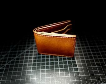 Bifold Leather Wallet, Full Grain Leather, Hand Made, Minimalist, Vegetable Tanned