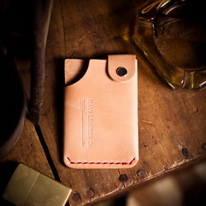 Hitchback Leather Wallet, Full Grain Leather, Hand Made, Minimalist, Front Pocket, Snap, Vertical, Slim Wallet
