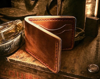 Bifold Leather Wallet, Full Grain Leather, Hand Made, Minimalist, Vegetable Tanned
