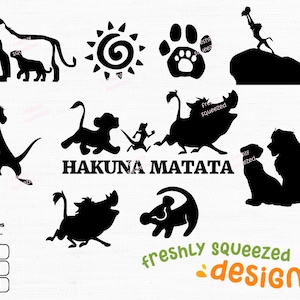 Silhueta do Rei Leão SVG PNG JPG Pacote, Hakuna Matata, Simba Svg Png Jpg, Pacote, Arquivos clipart, arquivos cortados, Download instantâneo