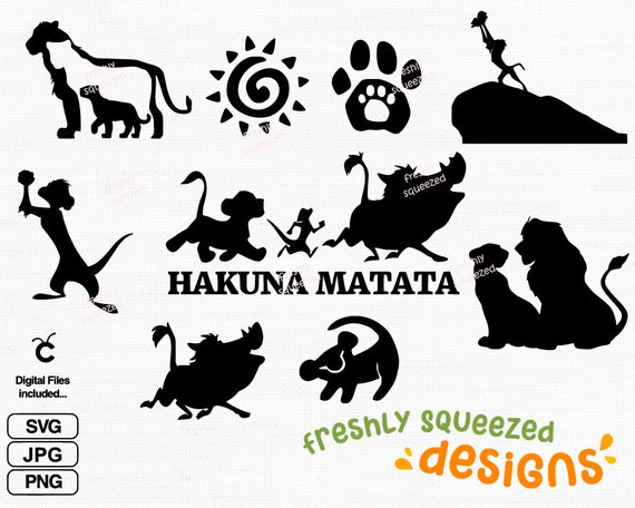 ライオン キング シルエット SVG バンドル: ハクナ マタタ、シンバ