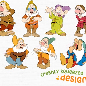 7 Dwarfs, Dopey Sneezy Doc Sleepy Bashful Grumpy Happy Svg Png Jpg Bundle, SVG file Layered SVG files, Clipart files, Instant Download