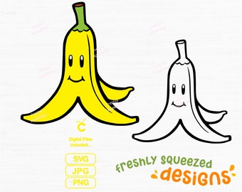 Mario Kart Banana Peel SVG: Bowser, Mario, Peach Cut Files (Digital Download)