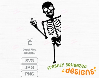 Skeleton Peeking, Skeleton window decal file, Halloween decor, SVG PNG JPG, cut files, Instant Digital Download