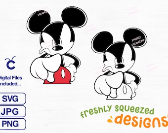 Mickey Pointing, paquete svg png jpg, archivos de corte cricut, silueta y sublimación, Descarga instantánea