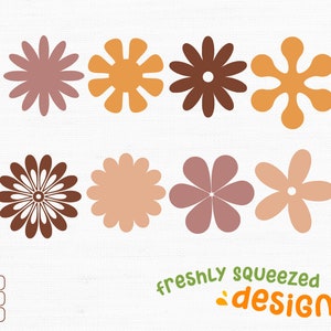 Retro Flower Shapes SVG, Flower SVG, Daisy Flower PNG, Retro daisy svg, Retro daisy flower jpg, Boho Flowers svg png jpg cut files, Download