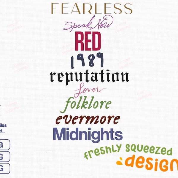 Bundle Taylor Albums SVG Png Jpg | Midnights | shirt design, Png | Digital Image | Instant Download | Cricut | Silhouette | Cut Files