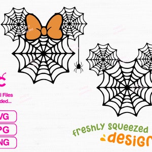 Halloween Mouse Mickey Minnie Spider Web Bundle, svg png jpg bundle, cricut cut files, silhouette and sublimation, Instant Download