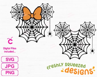 Halloween Mouse Mickey Minnie Spider Web Bundle, svg png jpg bundle, cricut cut files, silhouette and sublimation, Instant Download