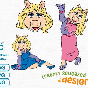 MISS PIGGY Bundle - Pig, Piggy, Puppet, Pink - svg png jpg bundle, cricut cut files, Instant Download
