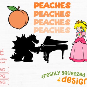 Princess Peach Bowser Bundle svg png jpg - cricut cut files, silhouette and sublimation, design,  Mario Movie peaches, Instant Download