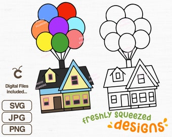 Up House Design from movie, Flying House Balloons, svg png jpg, cricut cut files, sublimation, Instant Digital Download