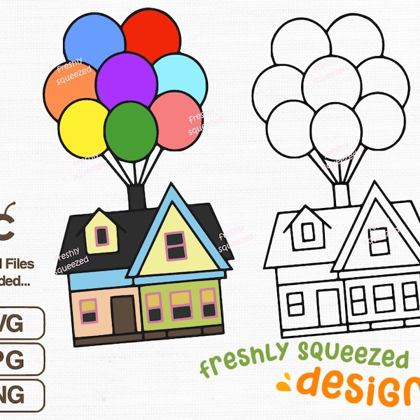 Up House Design from movie, Flying House Balloons, svg png jpg, cricut cut files, sublimation, Instant Digital Download