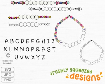 Paquete pulsera de amistad diseño svg con alfabeto svgs, hágalo usted mismo pulsera digital - paquete svg png jpg, cricut, descarga instantánea