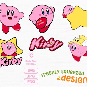 Kirby Character Collection - SVG PNG JPG - Kirby Mario Dreamland Star - Cricut geschnitten Dateien und Sublimation, Instant Download