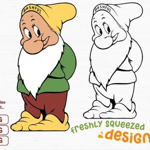 BASHFUL Dwarf, Snow White and the 7 Dwarfs, Svg Png Jpg Bundle, SVG file Layered SVG files, Clipart files, Instant Download