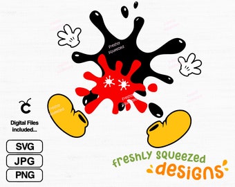 Mickey Splat Paint, SVG JPG PNG, cricut cut files, silhouette and sublimation, simple and cute, Instant Digital Download
