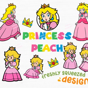 Princess Peach Collection svg png jpg bundle - cricut cut files, silhouette and sublimation, gaming design, Mario Luigi Peach Bowser