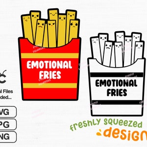 Emotional Fries - cute little guys with faces, Svg Png Jpg, - svg cut files, bottle sticker, laptop, cell phone, Digital Instant Download