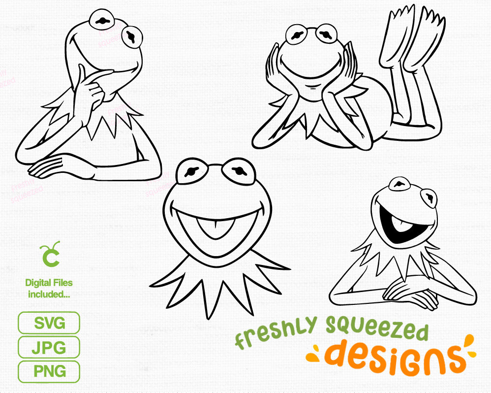 カーミットフロッグ SVG バンドル: グリーンパペットカットファイル