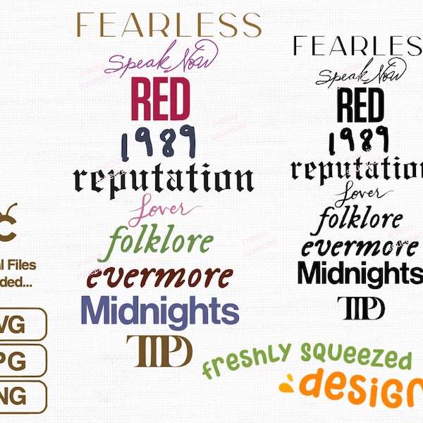 UPDATED - Bundle Taylor Albums SVG Png Jpg | TTPT | shirt design, Png | Digital Image | Instant Download | Cricut | Silhouette | Cut Files