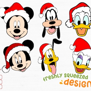Christmas Holiday - Mickey Pluto Goofy Daisy Donald Minnie Character Faces, svg png jpg bundle, cricut cut files, Instant Download