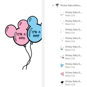 Pu&ograve; includere: Un design di palloncini rosa e blu a forma di Mickey Mouse con la scritta "IT'S A GIRL" e "IT'S A BOY". I palloncini sono collegati da fili neri, perfetto per un baby shower o una rivelazione di genere.