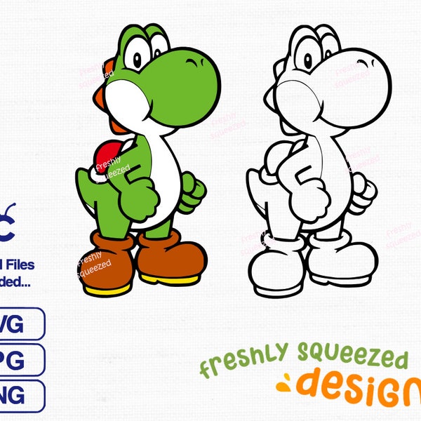 Yoshi Character, Mario World - SVG PNG JPG - gaming - cricut cut files, silhouette and sublimation, Instant Download - Digital