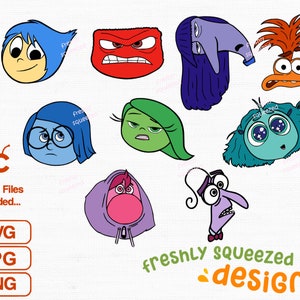 Personages van binnenstebuiten Film, angst, verveling, verdriet, angst, vreugde, woede, meer, SVG PNG JPG, bestanden knippen, Instant Download, Digitaal