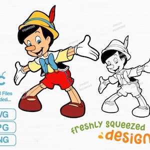 Pinocchio Character - SVG PNG JPG, Layered, easy cut cricut files, silhouette and sublimation, instant download
