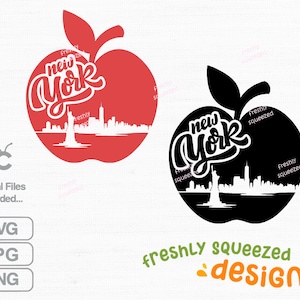 New York Big Apple Silhouette, Skyline Svg design, Travel Designs, New York Travel car decal, SVG PNG JPG, Instant Download