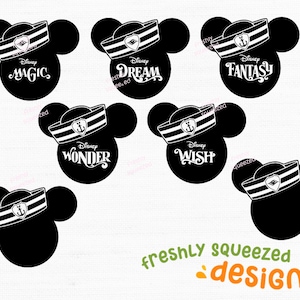 Mickey Cruise Silhouette 5 designs, Mouse Head ears, Cruiseline, Wish Wonder Dream Magic Fantasy, black SVG, color PNG , Instant Download