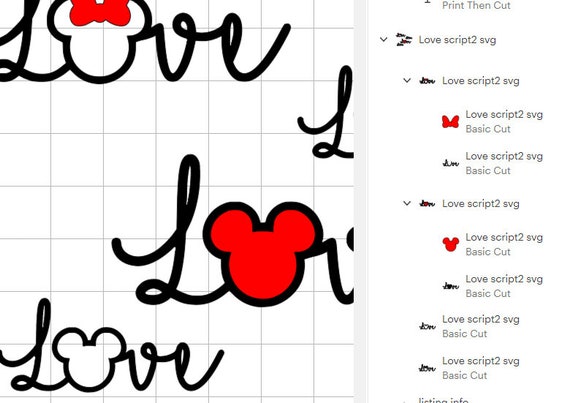 ミッキー＆ミニーのラブハートSVG：バレンタインデーのクリカット