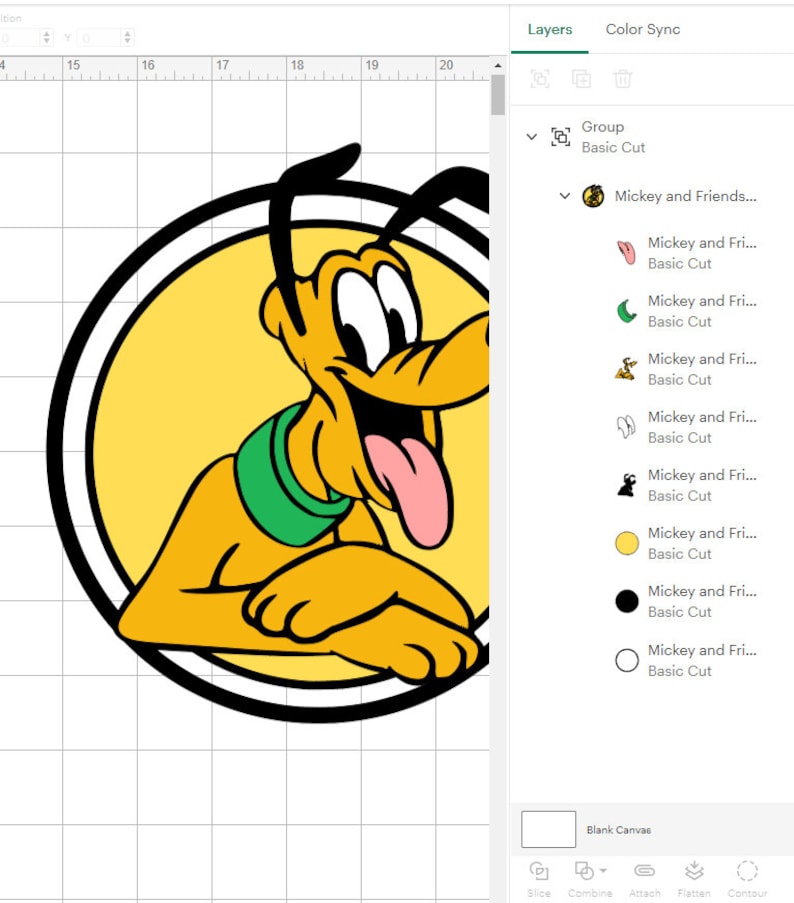 Peut inclure: Un chien de dessin anim&eacute; jaune avec un collier vert et une longue langue rose qui sort. Le chien est &agrave; l'int&eacute;rieur d'un cercle jaune avec un contour noir. L'image est sur un fond de grille blanche.