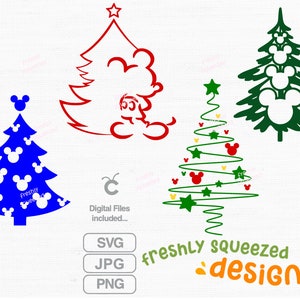 Christmas SVG, Christmas Trees Svg, Swirly Christmas Svg, Mouse ears Svg, Mouse Friends, Holiday svg png jpg, Instant Download