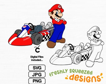 Mario Kart Racing Design: SVG JPG PNG Cut File (Instant Download)