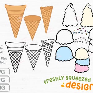 Eis Kugeln Waffel Bundle für Cricut, Sublimation - svg png jpg bündel, Cricut, Sofort Download