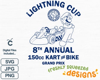 Mario Kart Lightning Cup SVG PNG JPG: Shirt Design (Digital Download)